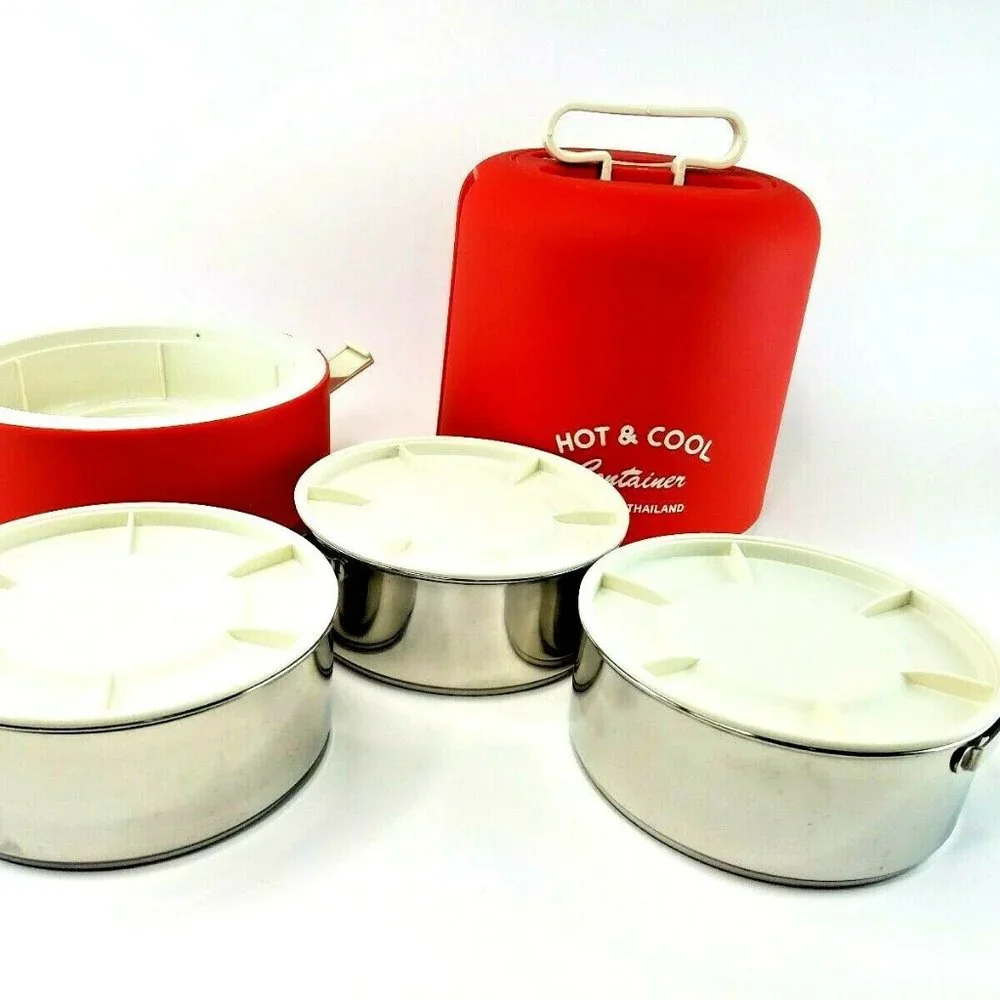 Vintage LILLIAN VERNON Hot & Cool 3 Metal Cooking Lunchbox Picnic Travel Kit